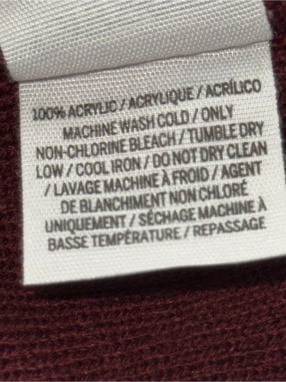 PINK Victoria's Secret Kids Two-Tone Pom Beanie Hat - Maroon & White